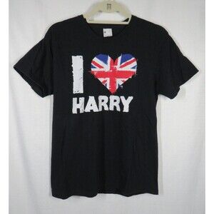 I LOVE HARRY Black Cotton Tee Men's Size Medium